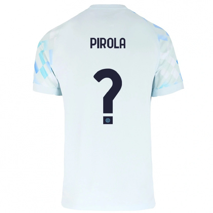 Danxen Bambino Maglia Samuele Pirola #0 Bianco Blu Kit Gara Away 2025/26 Maglietta