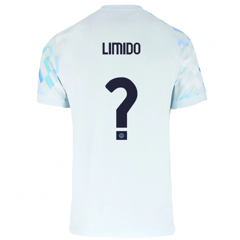 Danxen Bambino Maglia Federico Limido #0 Bianco Blu Kit Gara Away 2025/26 Maglietta