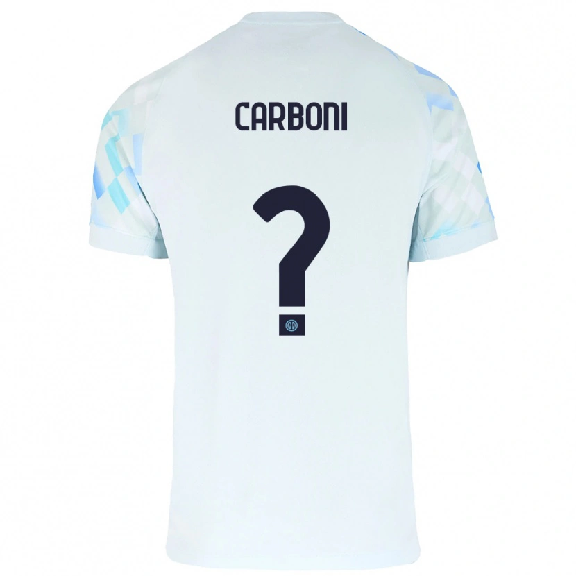 Danxen Bambino Maglia Cristiano Carboni #0 Bianco Blu Kit Gara Away 2025/26 Maglietta