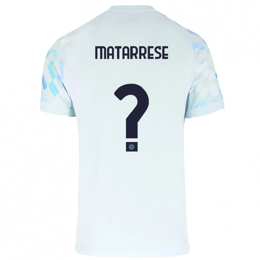 Danxen Bambino Maglia Thomas Matarrese #0 Bianco Blu Kit Gara Away 2025/26 Maglietta