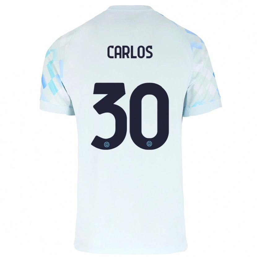 Danxen Bambino Maglia Carlos Augusto #30 Bianco Blu Kit Gara Away 2025/26 Maglietta