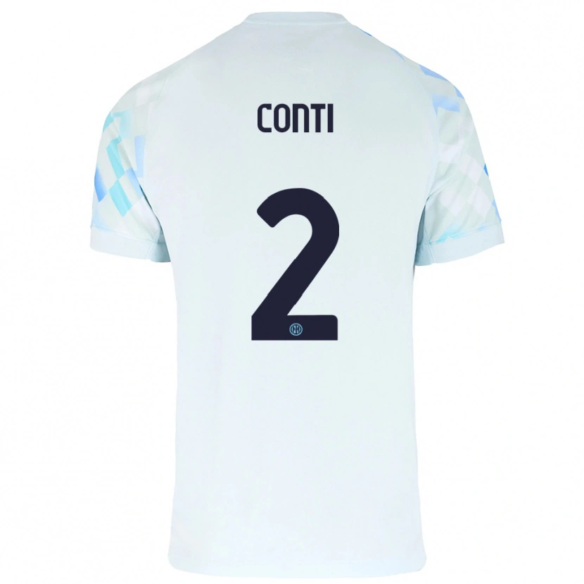 Danxen Bambino Maglia Arturo Conti #2 Bianco Blu Kit Gara Away 2025/26 Maglietta