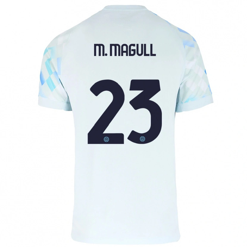 Danxen Bambino Maglia Lina Maria Magull #23 Bianco Blu Kit Gara Away 2025/26 Maglietta