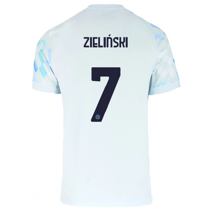 Danxen Bambino Maglia Piotr Zieliński #7 Bianco Blu Kit Gara Away 2025/26 Maglietta