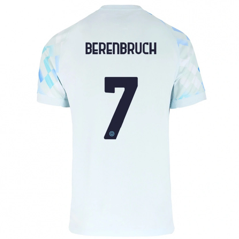 Danxen Bambino Maglia Thomas Berenbruch #7 Bianco Blu Kit Gara Away 2025/26 Maglietta