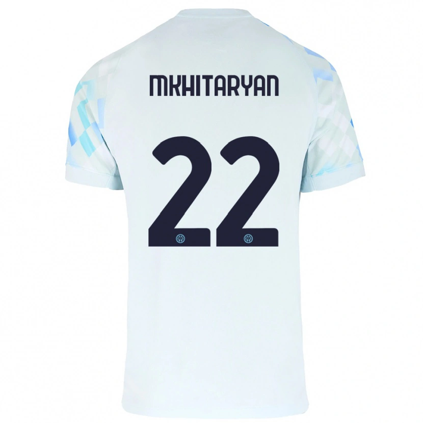 Danxen Bambino Maglia Henrikh Mkhitaryan #22 Bianco Blu Kit Gara Away 2025/26 Maglietta