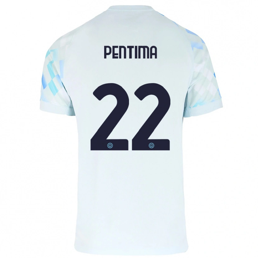 Danxen Bambino Maglia Alessandro Pentima #22 Bianco Blu Kit Gara Away 2025/26 Maglietta
