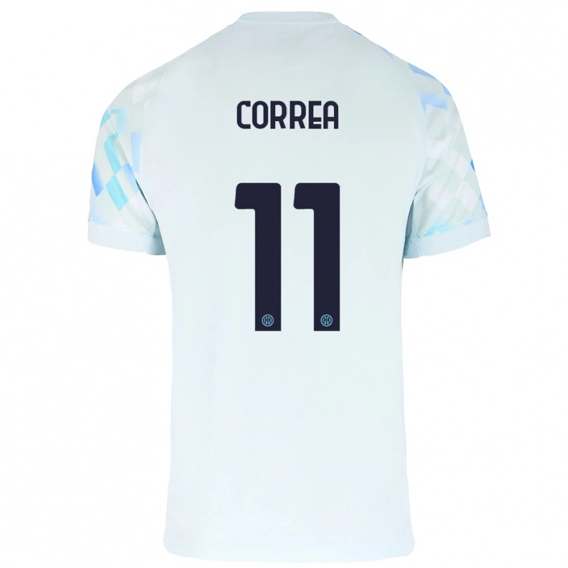 Danxen Bambino Maglia Joaquin Correa #11 Bianco Blu Kit Gara Away 2025/26 Maglietta