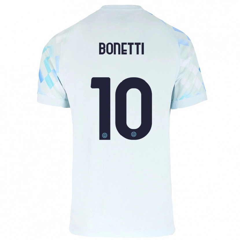 Danxen Bambino Maglia Tatiana Bonetti #10 Bianco Blu Kit Gara Away 2025/26 Maglietta