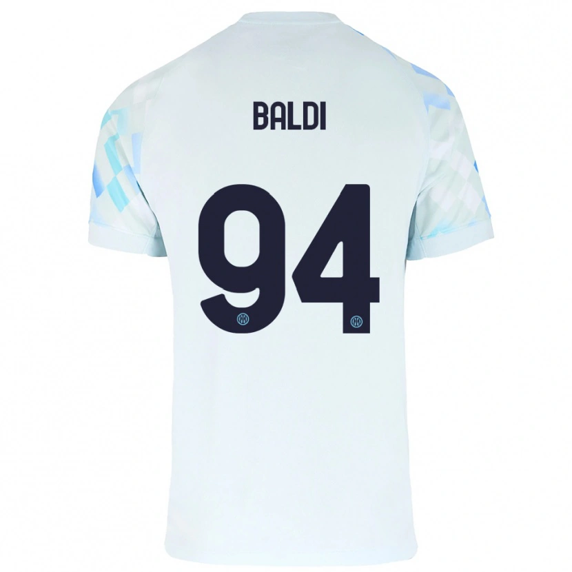 Danxen Bambino Maglia Rachele Baldi #94 Bianco Blu Kit Gara Away 2025/26 Maglietta