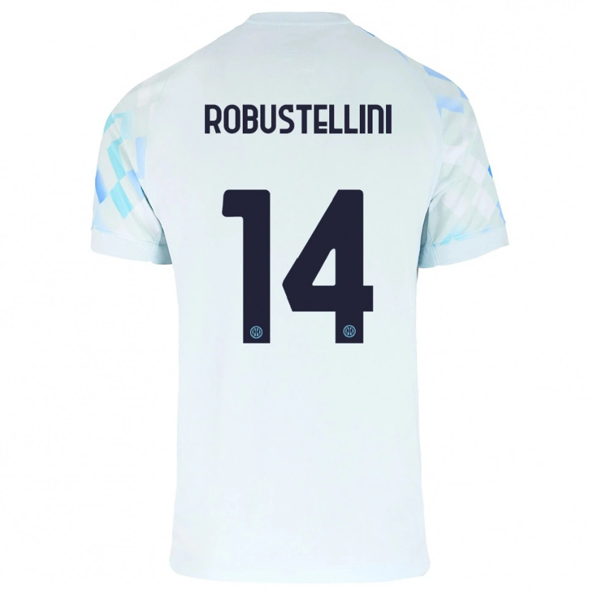 Danxen Bambino Maglia Chiara Robustellini #14 Bianco Blu Kit Gara Away 2025/26 Maglietta