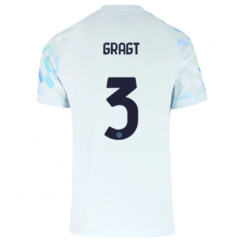 Danxen Bambino Maglia Stefanie Van Der Gragt #3 Bianco Blu Kit Gara Away 2025/26 Maglietta