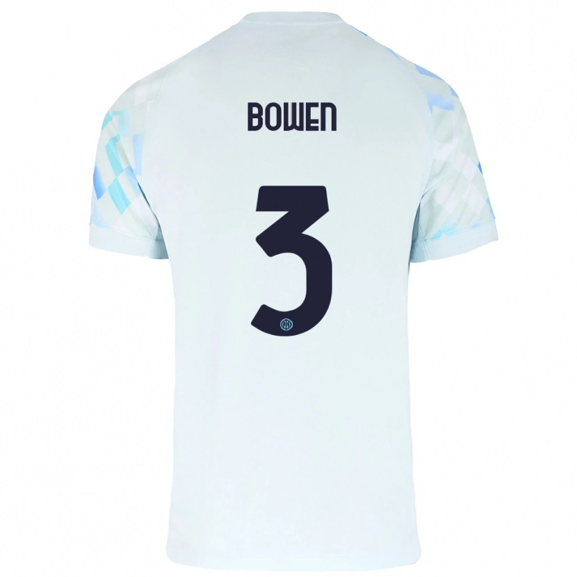 Danxen Bambino Maglia Katie Bowen #3 Bianco Blu Kit Gara Away 2025/26 Maglietta