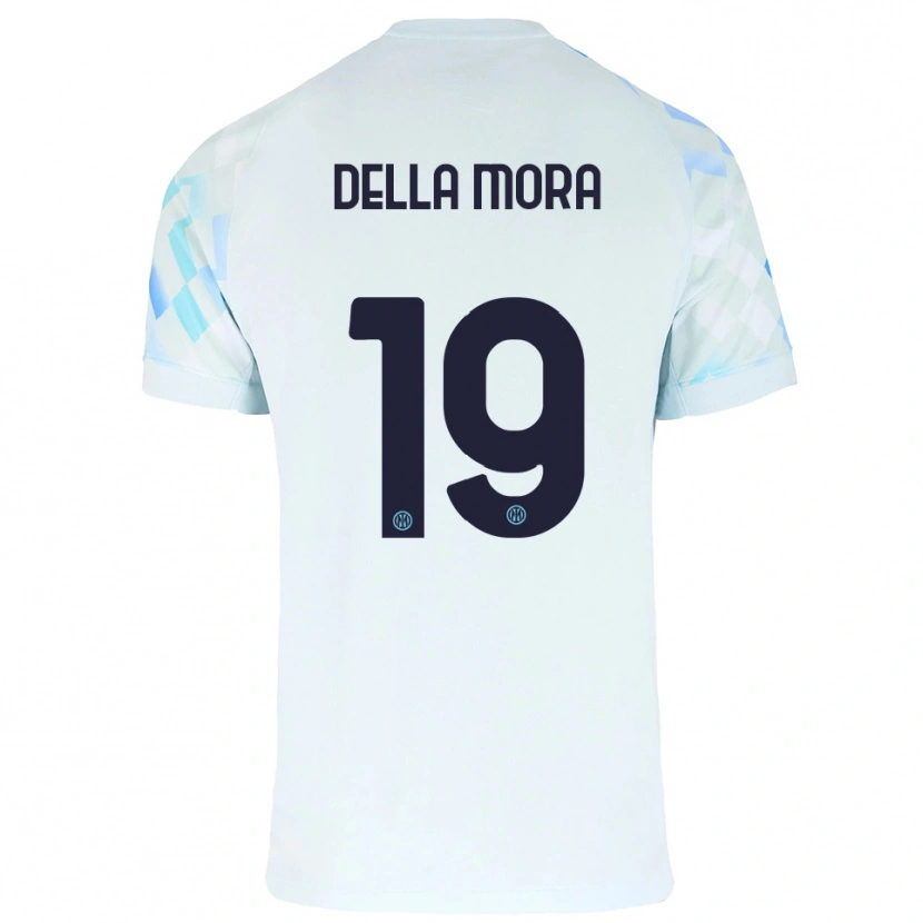 Danxen Bambino Maglia Tommaso Della Mora #19 Bianco Blu Kit Gara Away 2025/26 Maglietta