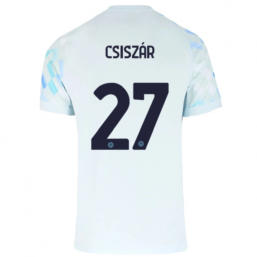 Danxen Bambino Maglia Henrietta Csiszár #27 Bianco Blu Kit Gara Away 2025/26 Maglietta