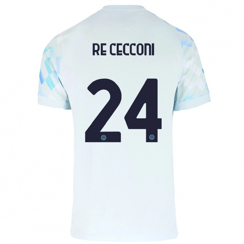 Danxen Bambino Maglia Gabriele Re Cecconi #24 Bianco Blu Kit Gara Away 2025/26 Maglietta