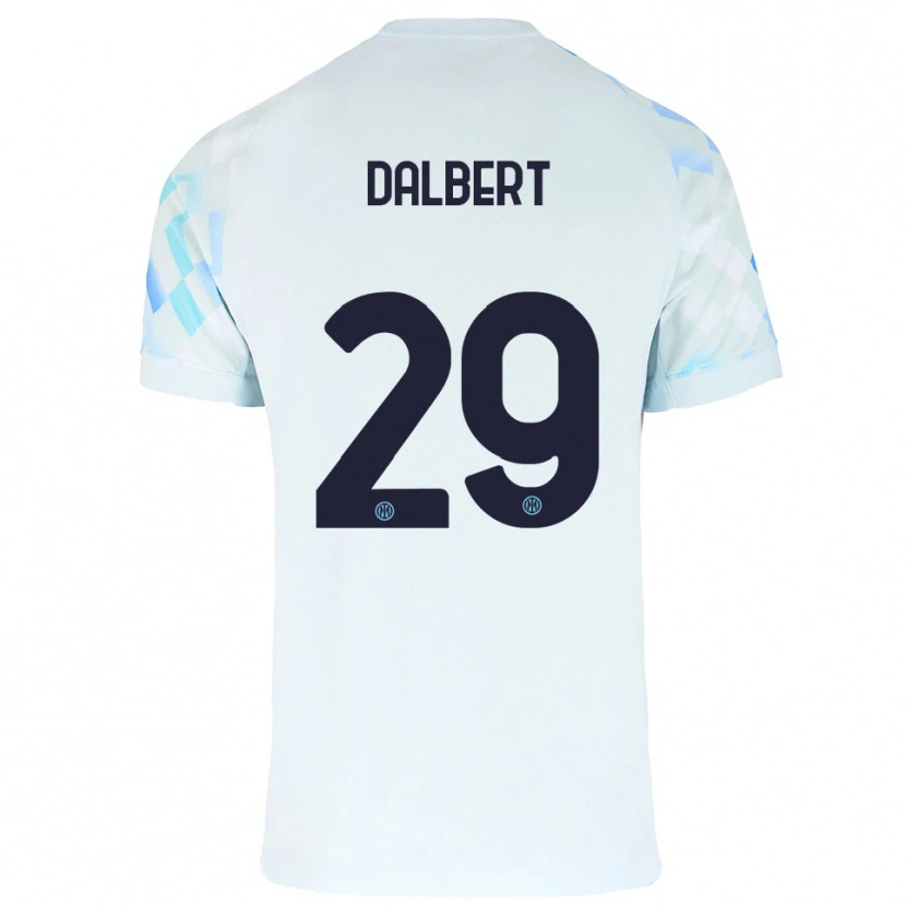 Danxen Bambino Maglia Dalbert #29 Bianco Blu Kit Gara Away 2025/26 Maglietta
