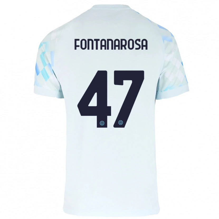 Danxen Bambino Maglia Alessandro Fontanarosa #47 Bianco Blu Kit Gara Away 2025/26 Maglietta