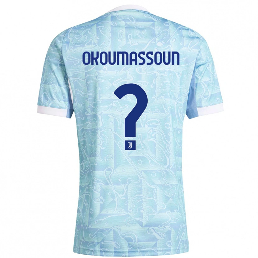 Danxen Bambino Maglia Ismaele Okoumassoun #0 Azzurro Giallo Kit Gara Away 2025/26 Maglietta