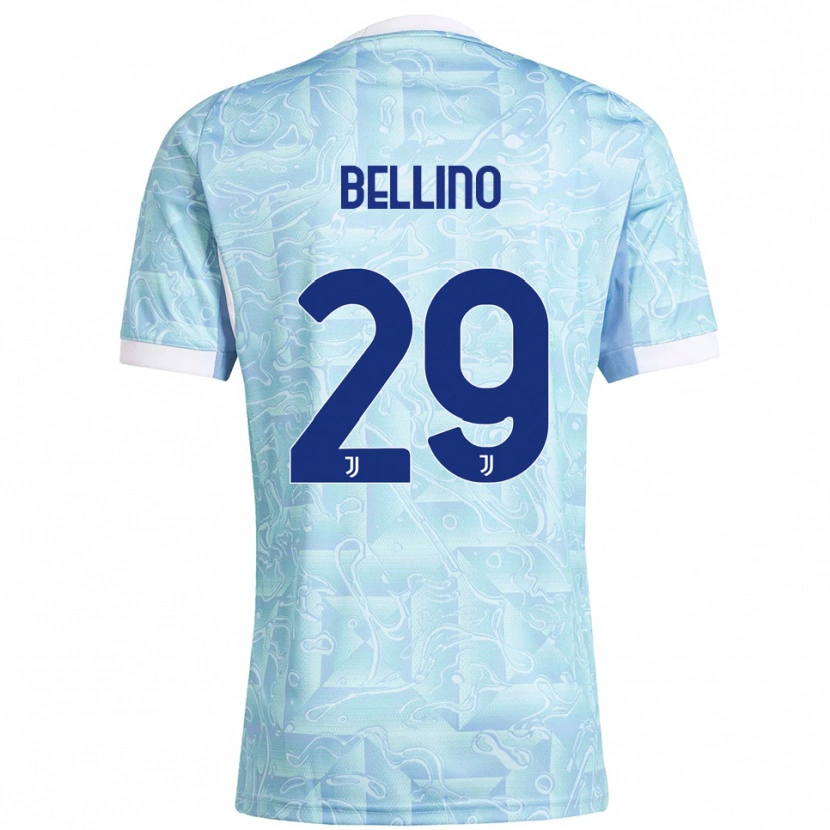 Danxen Bambino Maglia Filippo Bellino #29 Azzurro Giallo Kit Gara Away 2025/26 Maglietta