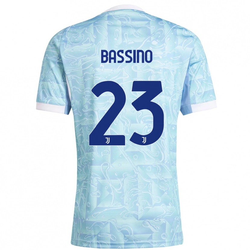 Danxen Bambino Maglia Alessandro Bassino #23 Azzurro Giallo Kit Gara Away 2025/26 Maglietta