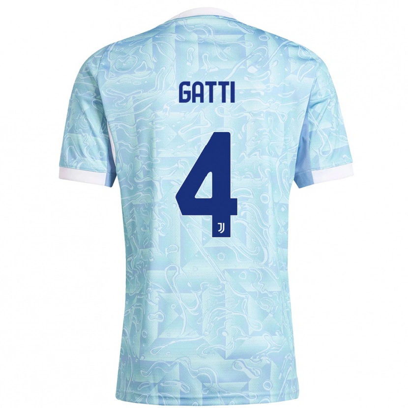 Danxen Bambino Maglia Federico Gatti #4 Azzurro Giallo Kit Gara Away 2025/26 Maglietta