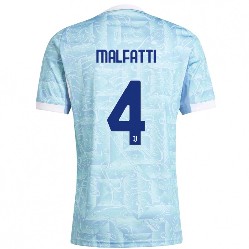 Danxen Bambino Maglia Tiago Malfatti #4 Azzurro Giallo Kit Gara Away 2025/26 Maglietta