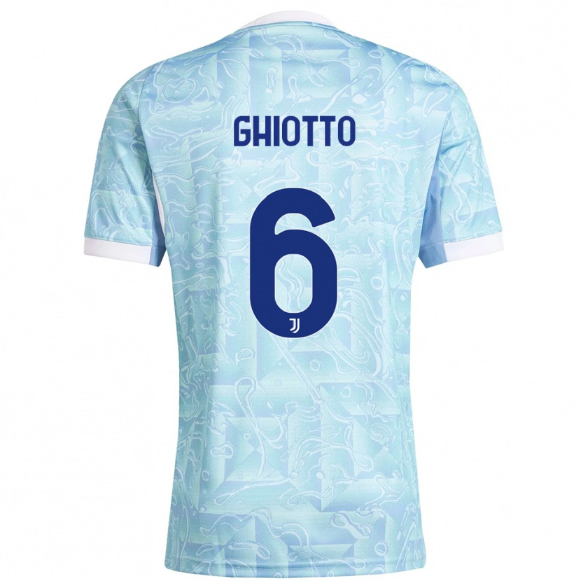 Danxen Bambino Maglia Alessandro Ghiotto #6 Azzurro Giallo Kit Gara Away 2025/26 Maglietta