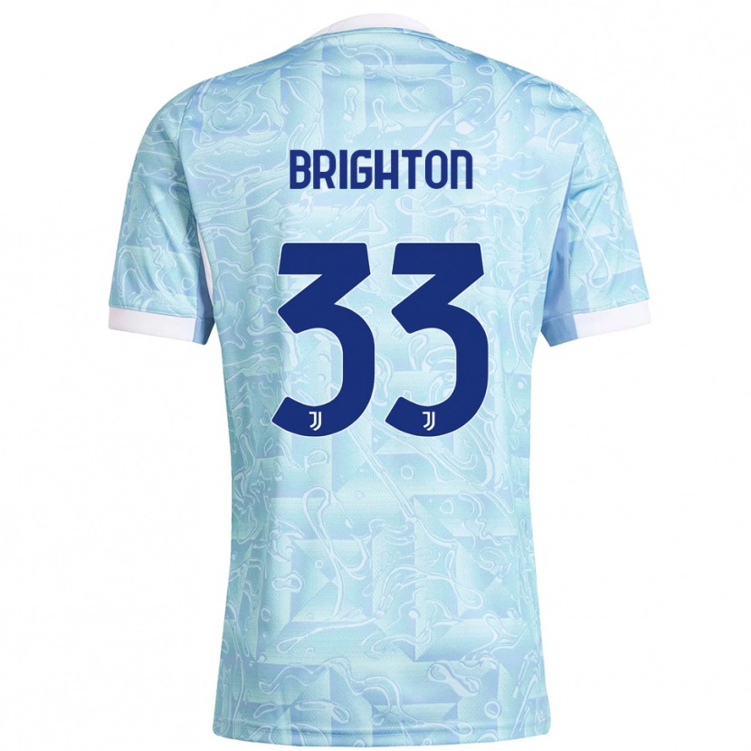 Danxen Bambino Maglia Abi Brighton #33 Azzurro Giallo Kit Gara Away 2025/26 Maglietta