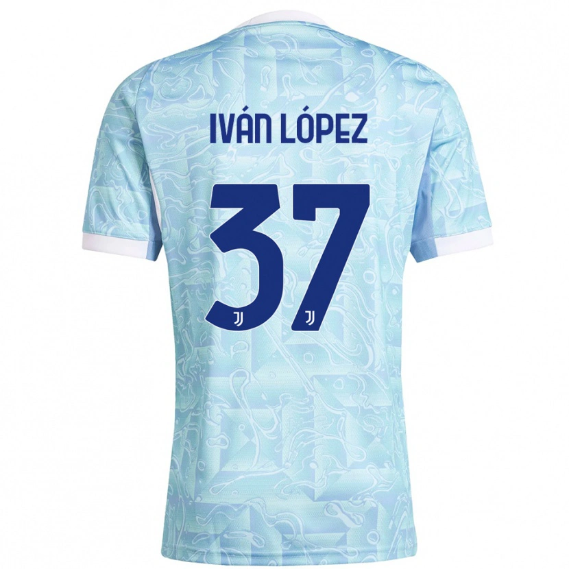 Danxen Bambino Maglia Iván López #37 Azzurro Giallo Kit Gara Away 2025/26 Maglietta