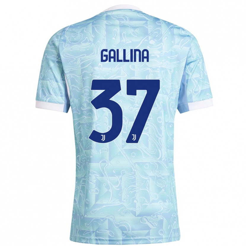 Danxen Bambino Maglia Arianna Gallina #37 Azzurro Giallo Kit Gara Away 2025/26 Maglietta