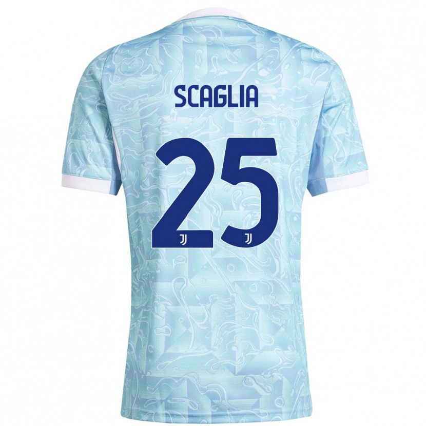 Danxen Bambino Maglia Simone Scaglia #25 Azzurro Giallo Kit Gara Away 2025/26 Maglietta