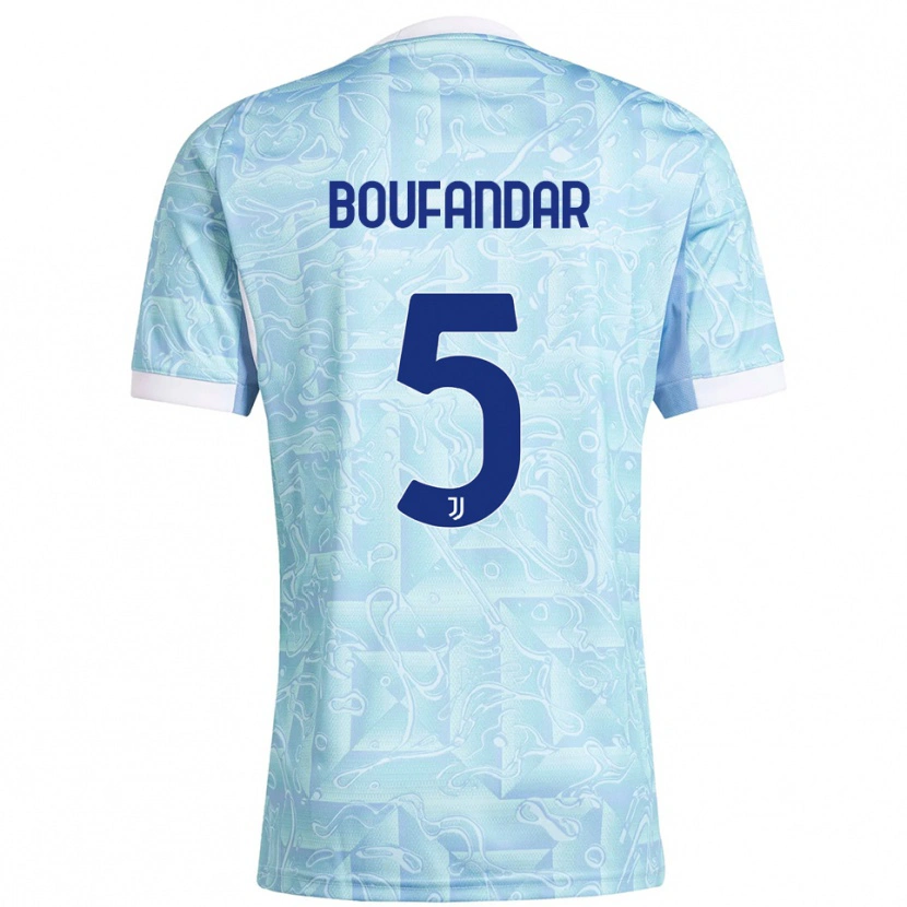 Danxen Bambino Maglia Adam Boufandar #5 Azzurro Giallo Kit Gara Away 2025/26 Maglietta