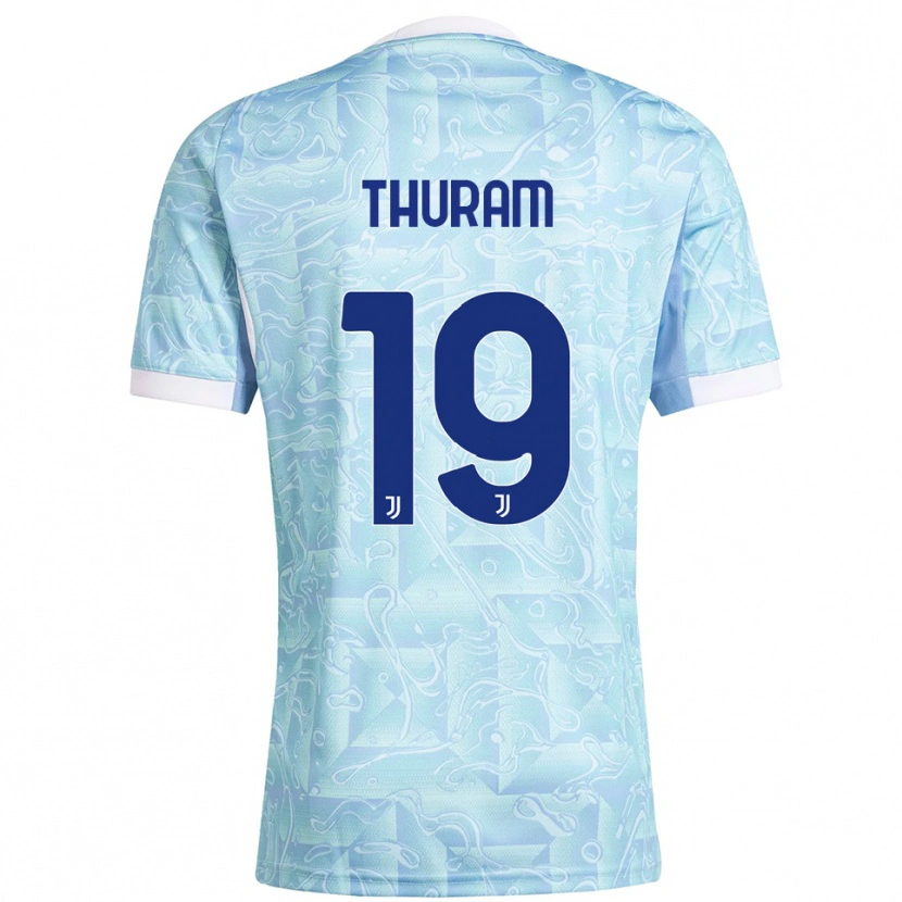 Danxen Bambino Maglia Khéphren Thuram #19 Azzurro Giallo Kit Gara Away 2025/26 Maglietta