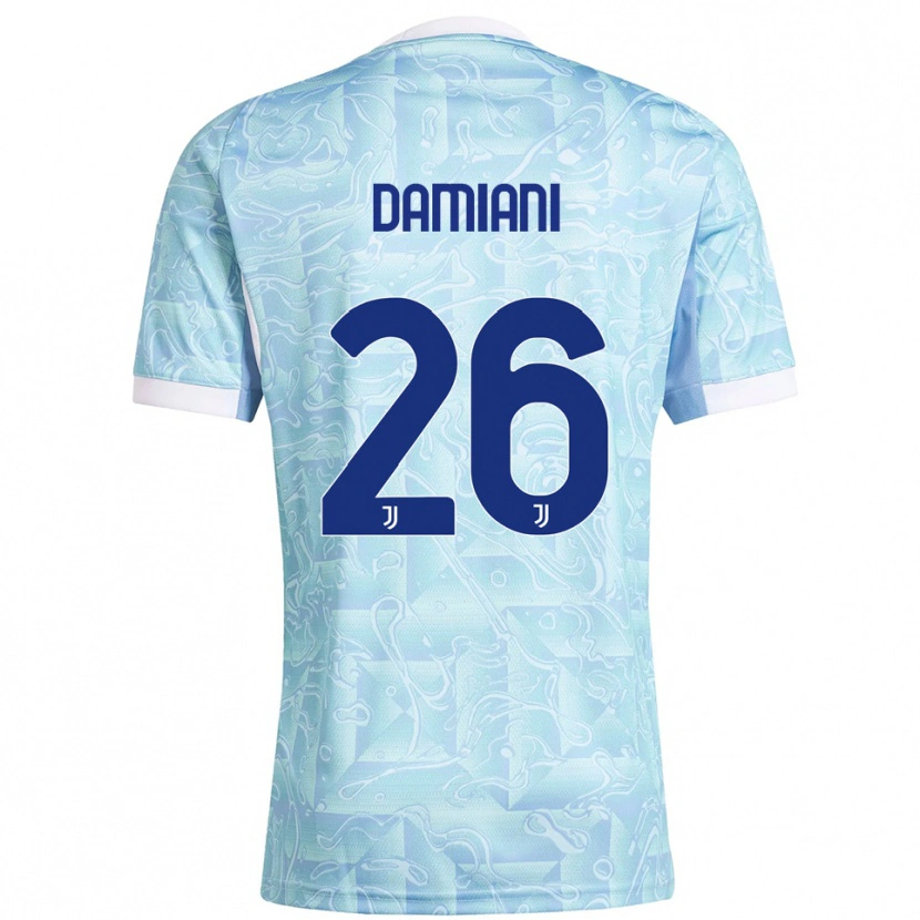 Danxen Bambino Maglia Samuele Damiani #26 Azzurro Giallo Kit Gara Away 2025/26 Maglietta