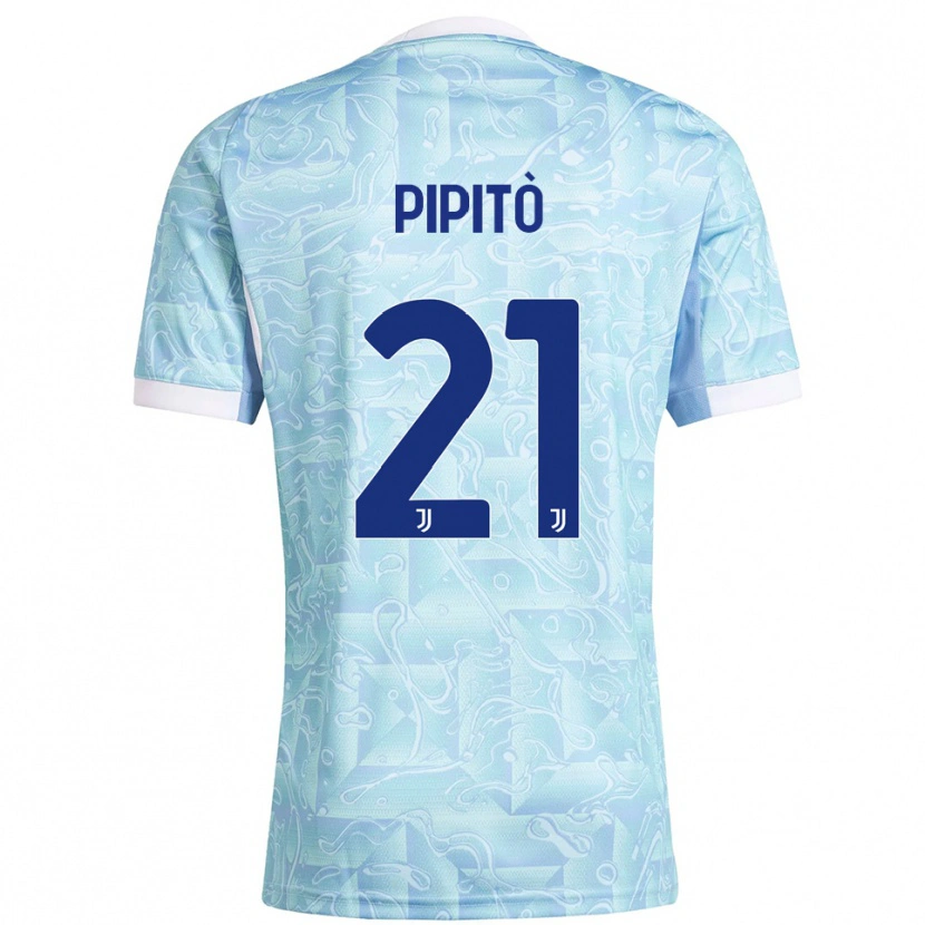 Danxen Bambino Maglia Giuseppe Pipitò #21 Azzurro Giallo Kit Gara Away 2025/26 Maglietta
