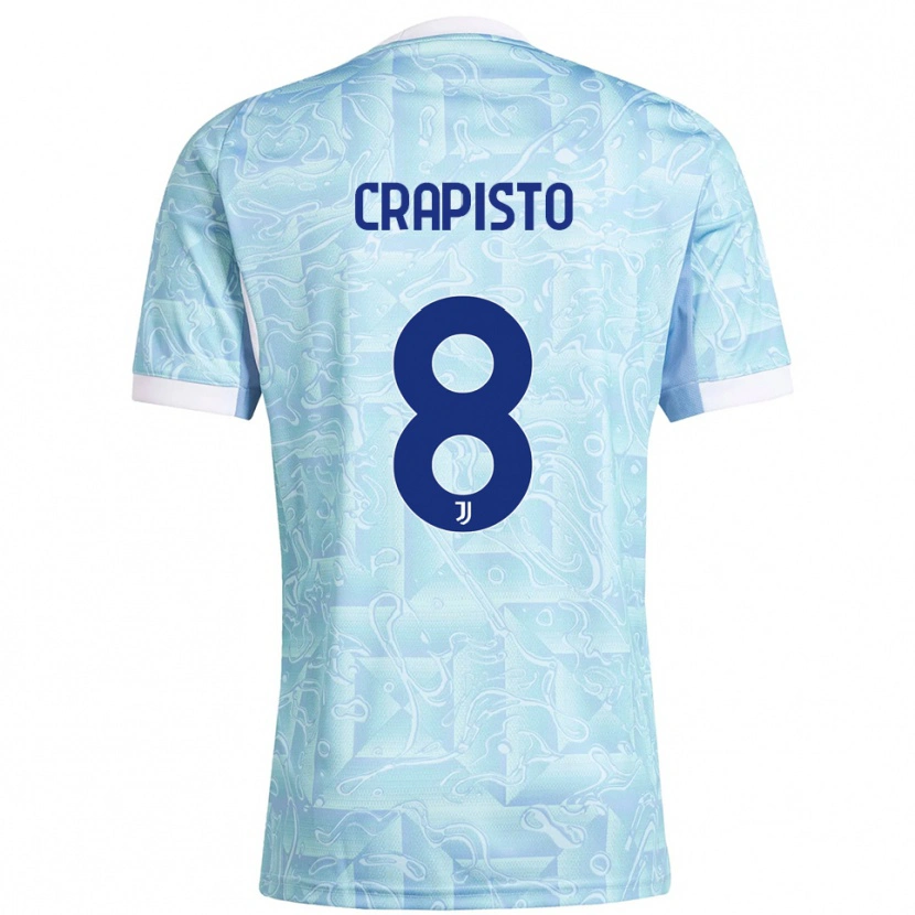 Danxen Bambino Maglia Francesco Crapisto #8 Azzurro Giallo Kit Gara Away 2025/26 Maglietta