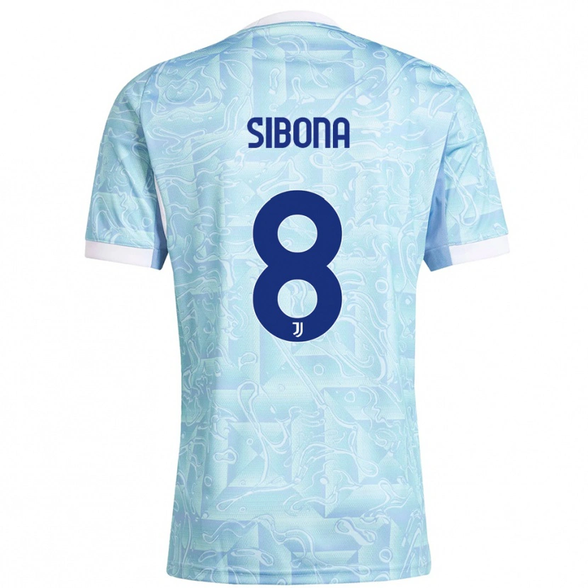 Danxen Bambino Maglia Tommaso Sibona #8 Azzurro Giallo Kit Gara Away 2025/26 Maglietta