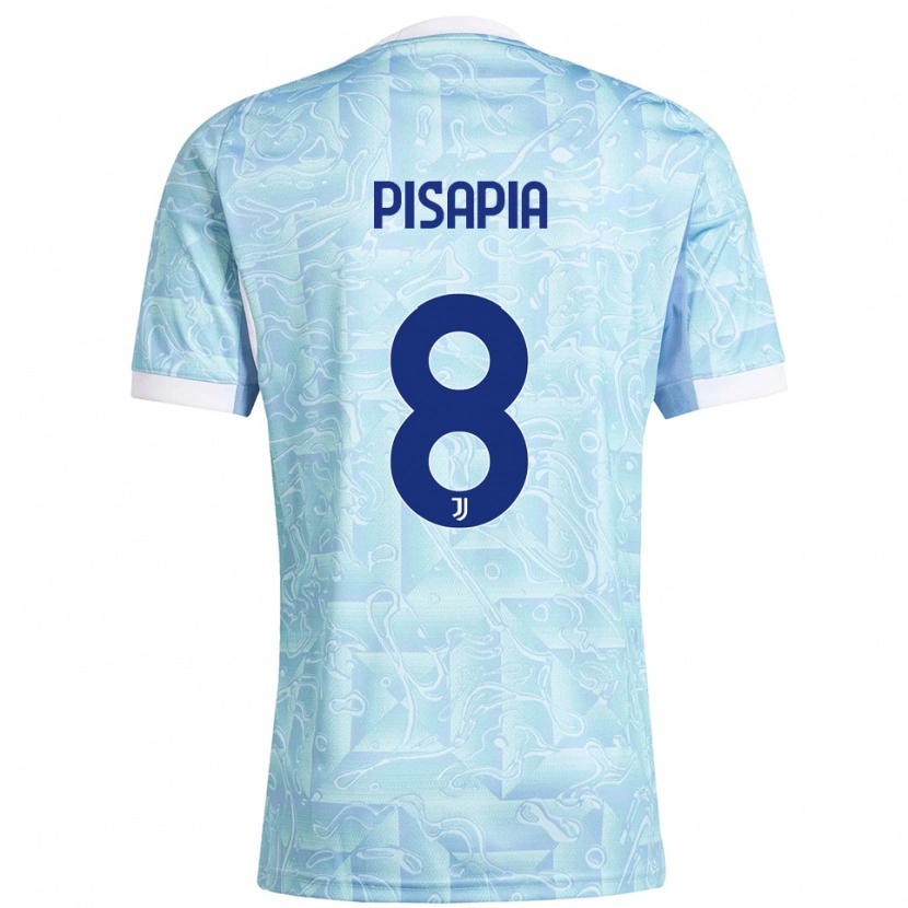 Danxen Bambino Maglia Luciano Pisapia #8 Azzurro Giallo Kit Gara Away 2025/26 Maglietta