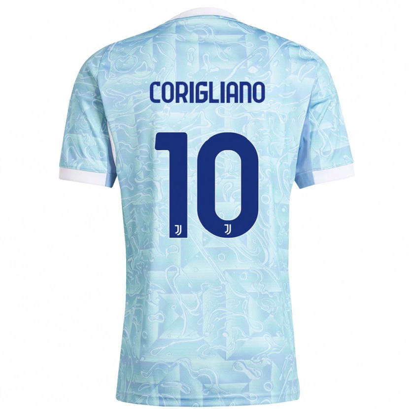 Danxen Bambino Maglia Thomas Corigliano #10 Azzurro Giallo Kit Gara Away 2025/26 Maglietta
