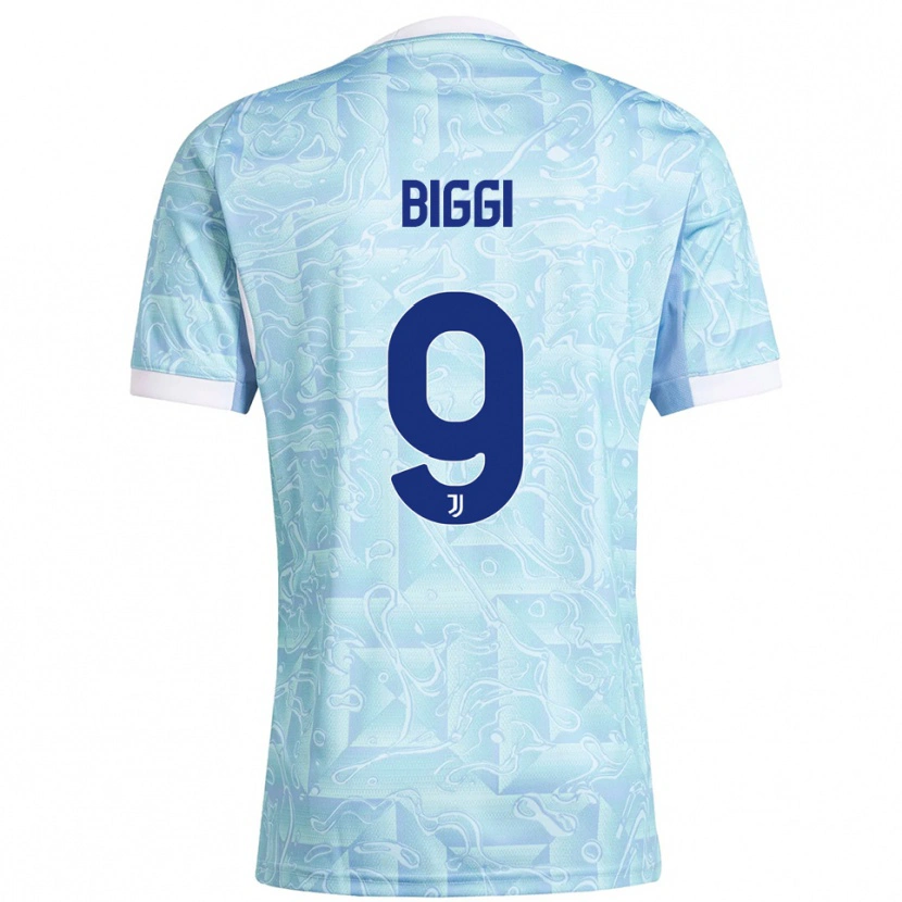 Danxen Bambino Maglia Silvano Biggi #9 Azzurro Giallo Kit Gara Away 2025/26 Maglietta