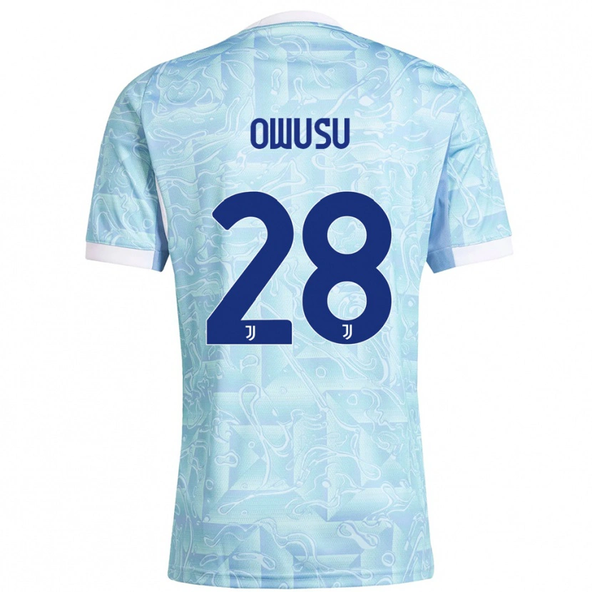 Danxen Bambino Maglia Augusto Owusu #28 Azzurro Giallo Kit Gara Away 2025/26 Maglietta