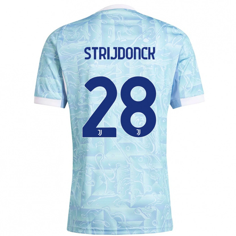 Danxen Bambino Maglia Bayron Strijdonck #28 Azzurro Giallo Kit Gara Away 2025/26 Maglietta