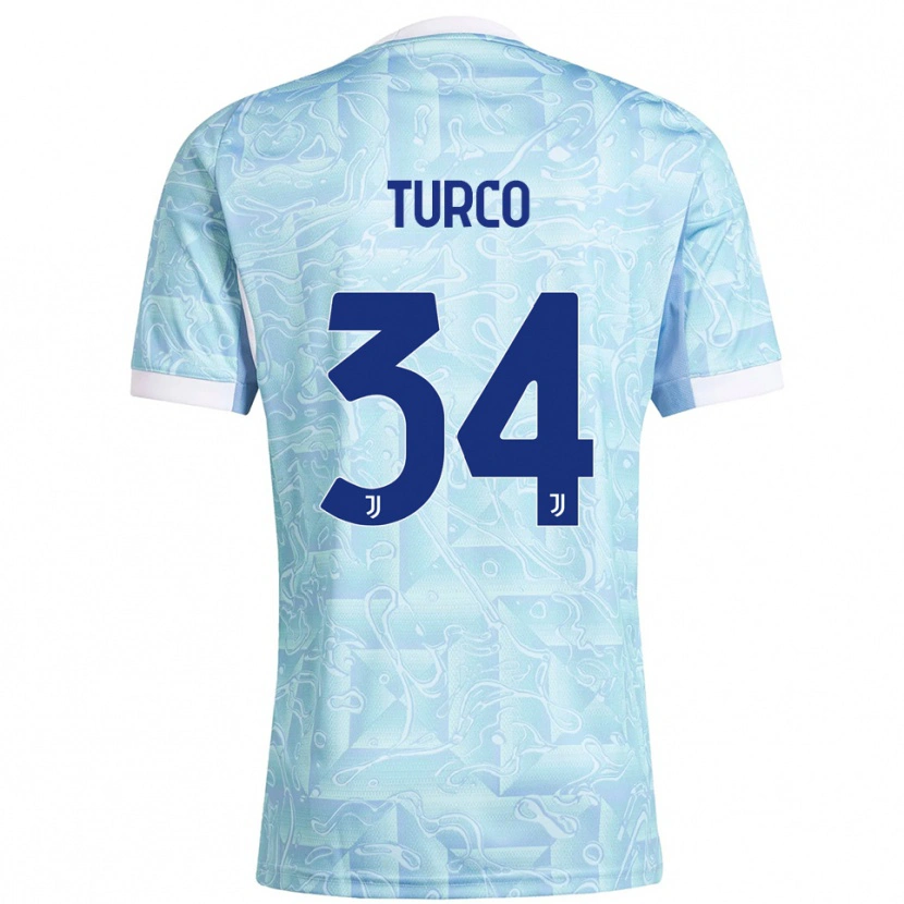 Danxen Bambino Maglia Stefano Turco #34 Azzurro Giallo Kit Gara Away 2025/26 Maglietta