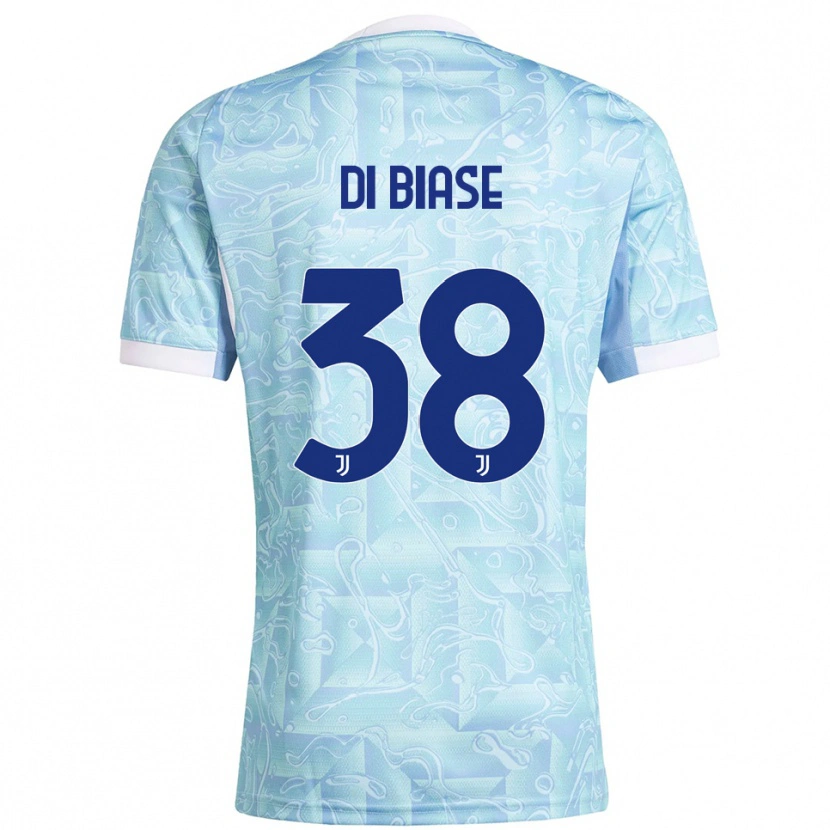 Danxen Bambino Maglia Gianmarco Di Biase #38 Azzurro Giallo Kit Gara Away 2025/26 Maglietta