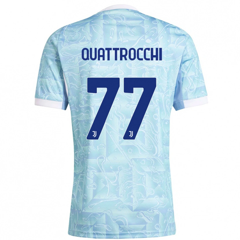 Danxen Bambino Maglia Juan Ignacio Quattrocchi #77 Azzurro Giallo Kit Gara Away 2025/26 Maglietta