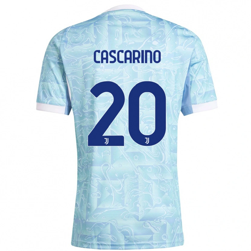 Danxen Bambino Maglia Estelle Cascarino #20 Azzurro Giallo Kit Gara Away 2025/26 Maglietta