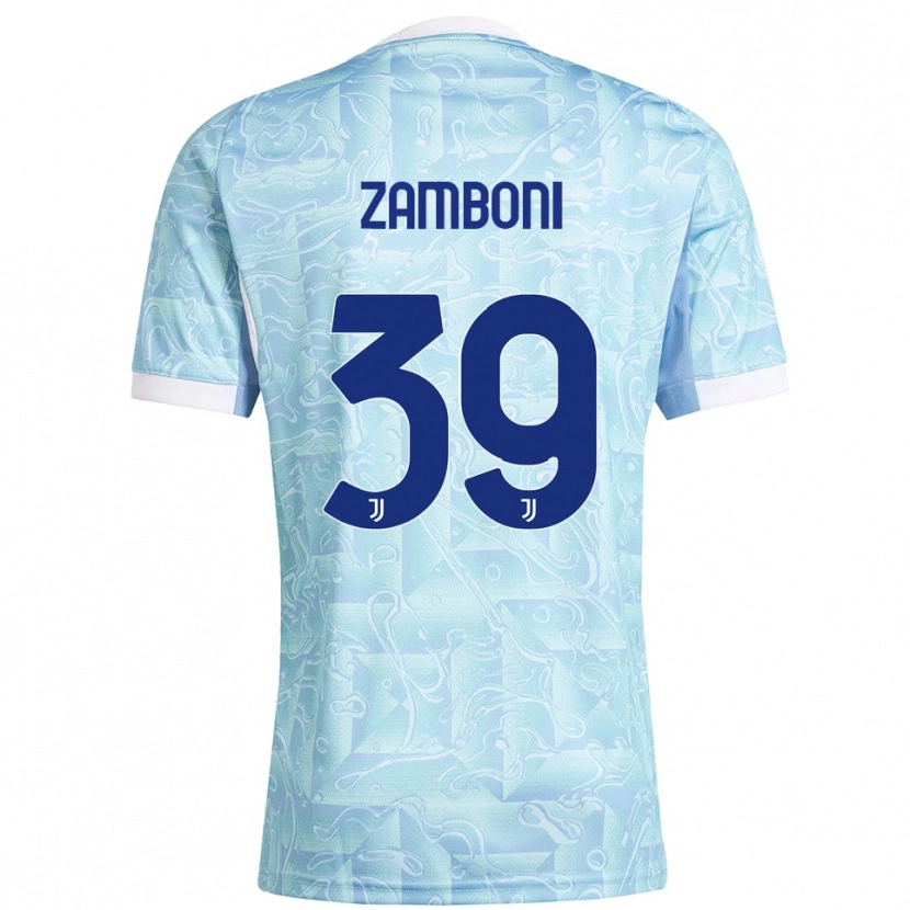 Danxen Bambino Maglia Marta Zamboni #39 Azzurro Giallo Kit Gara Away 2025/26 Maglietta