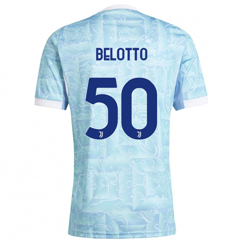 Danxen Bambino Maglia Soledad Belotto #50 Azzurro Giallo Kit Gara Away 2025/26 Maglietta
