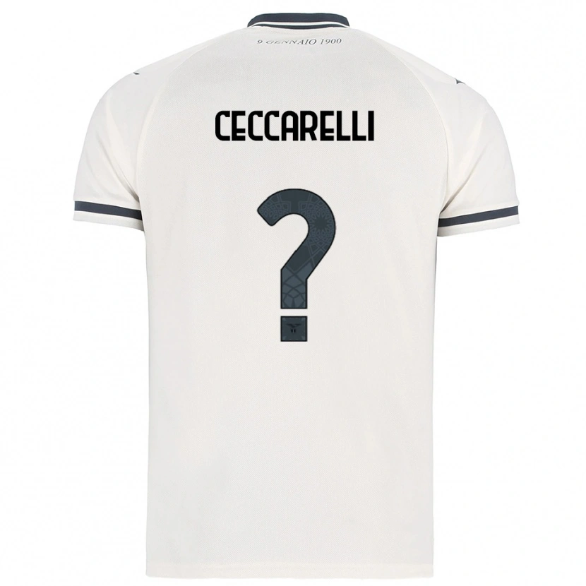 Danxen Bambino Maglia Alessandro Ceccarelli #0 Bianco Blu Navy Kit Gara Away 2025/26 Maglietta